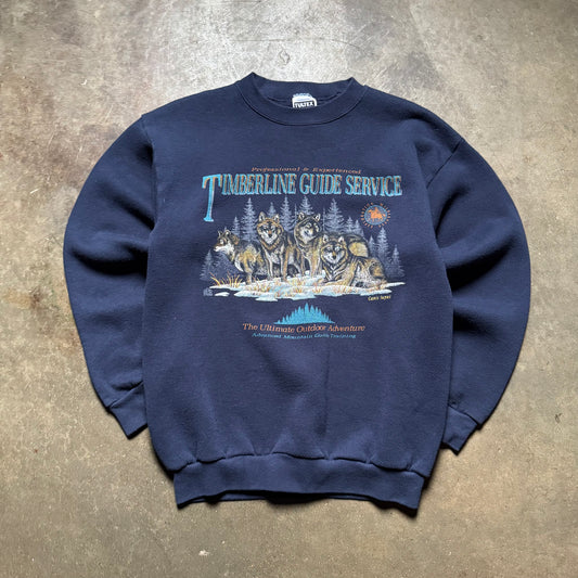 Vintage 90's Nature Outdoor Wolves Sweater - L